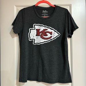 Women's Majestic Threads Grey Kansas City Chiefs Distressed Tee